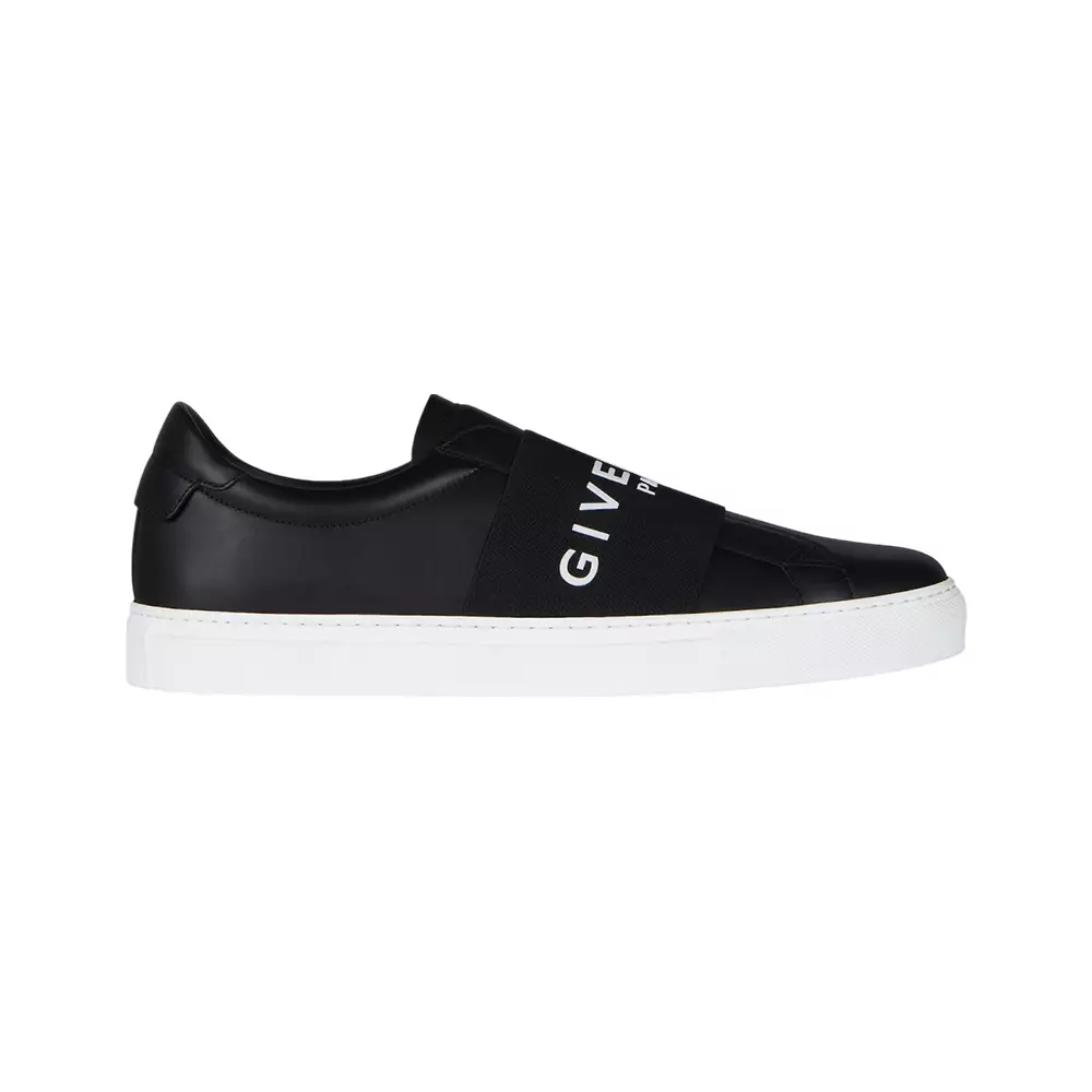 Urban Street Sneakers Leather with Elastic Band Black White
