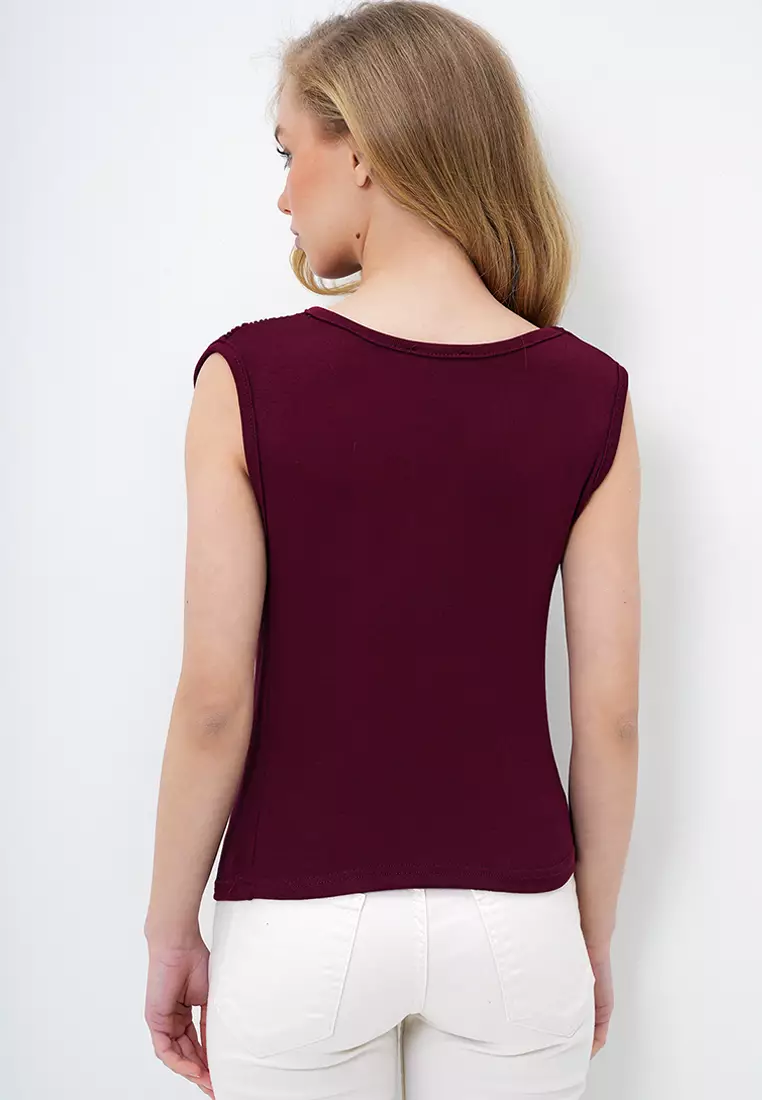 Draped Crew Neck Blouse