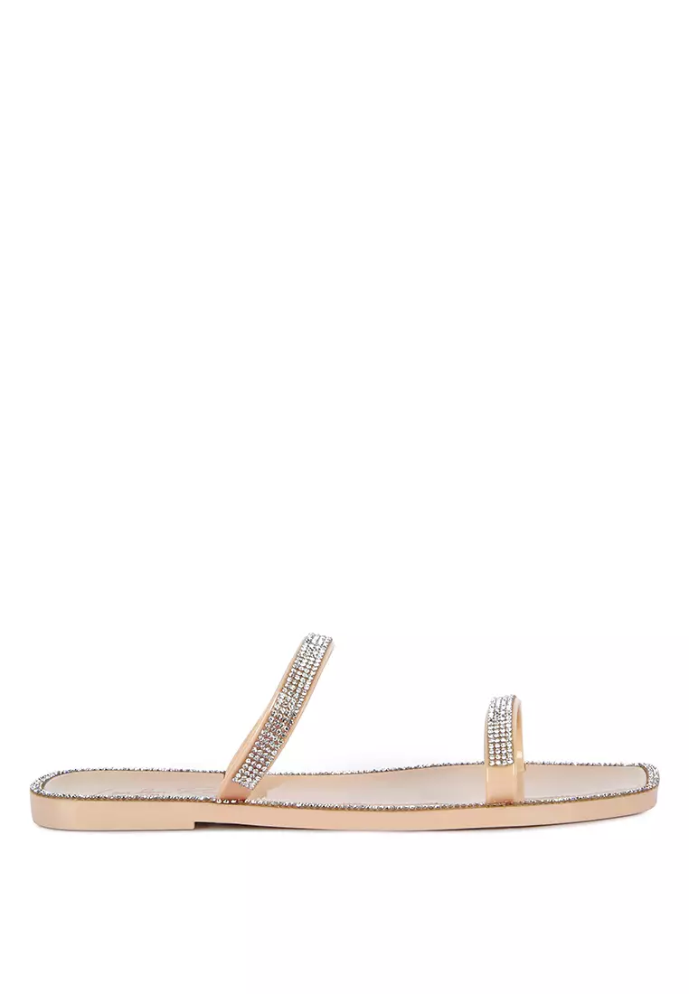 Discount on London Rag  shoes - SKU: Nude Diamante Detail Jelly Flats