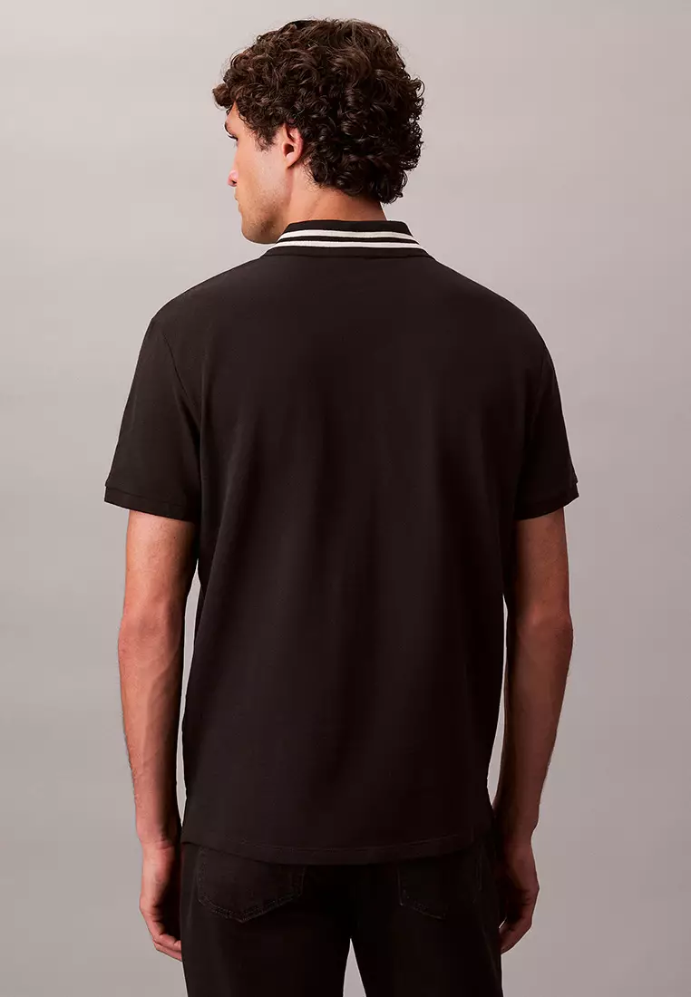 Monogram 商標珠地布恤衫領經典POLO恤 - Calvin Klein Jeans