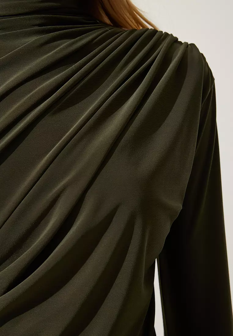 High Neck Ruched Blouse