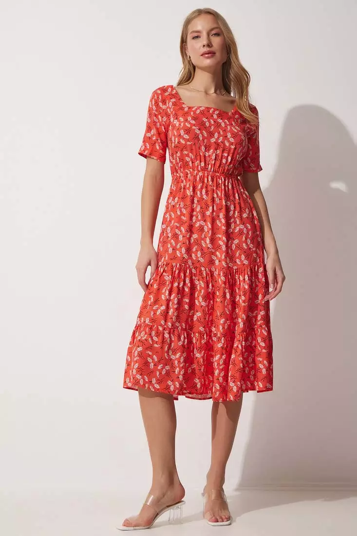 Square neck summer dresses clearance