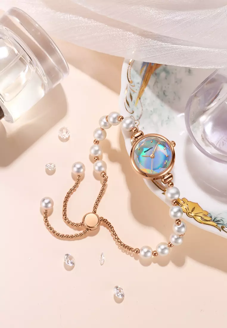 Jam Tangan Wanita Anti Air Original Elegan Korea Mutiara Tali Gelang Jam Tangan Cewek colorwhite
