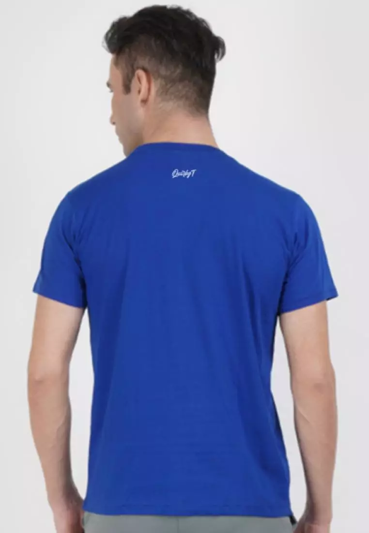 Raw Denim Royal Blue Cotton Short Sleeve Crew Neck Relaxed Tee