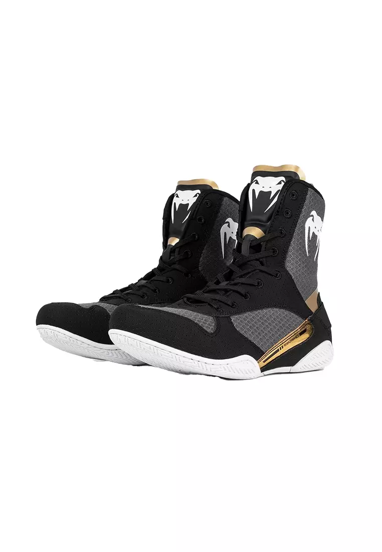 Venum Elite Boxing Shoes - Black/White/Gold