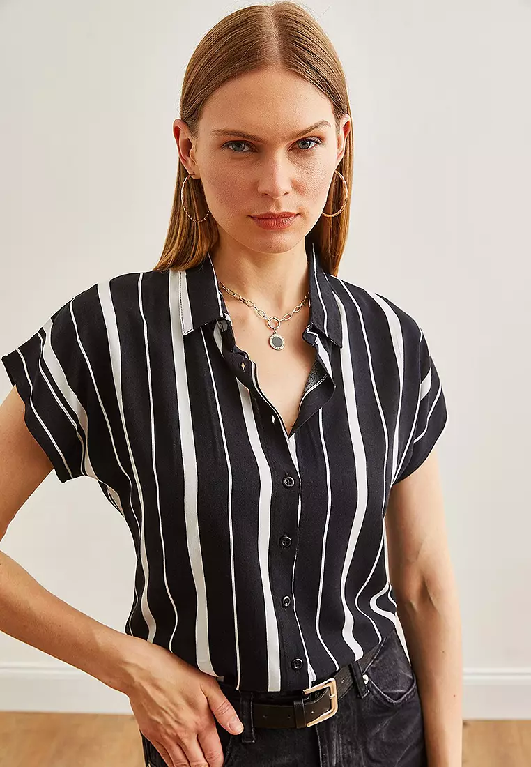 Thick Striped Bat Viscose Shirt