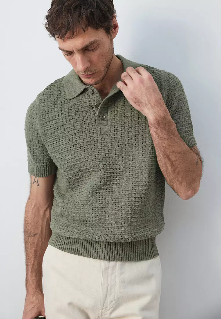 Waffle Knit Polo Shirt