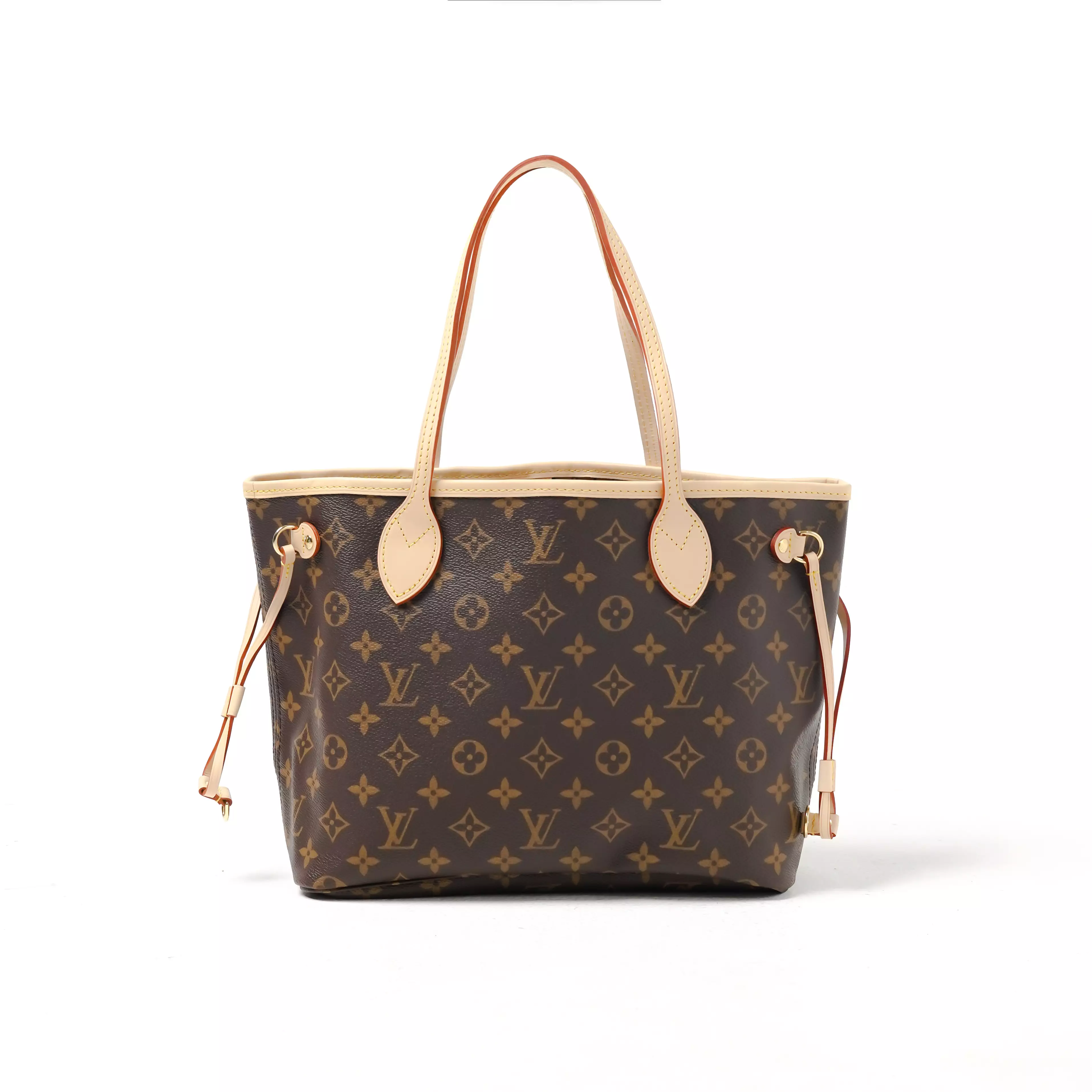 Tas LOUIS VUITTON LV NEVERFULL MM ECLIPSE BROWN TOTE BAG WITH POUCH 100% ORIGINAL