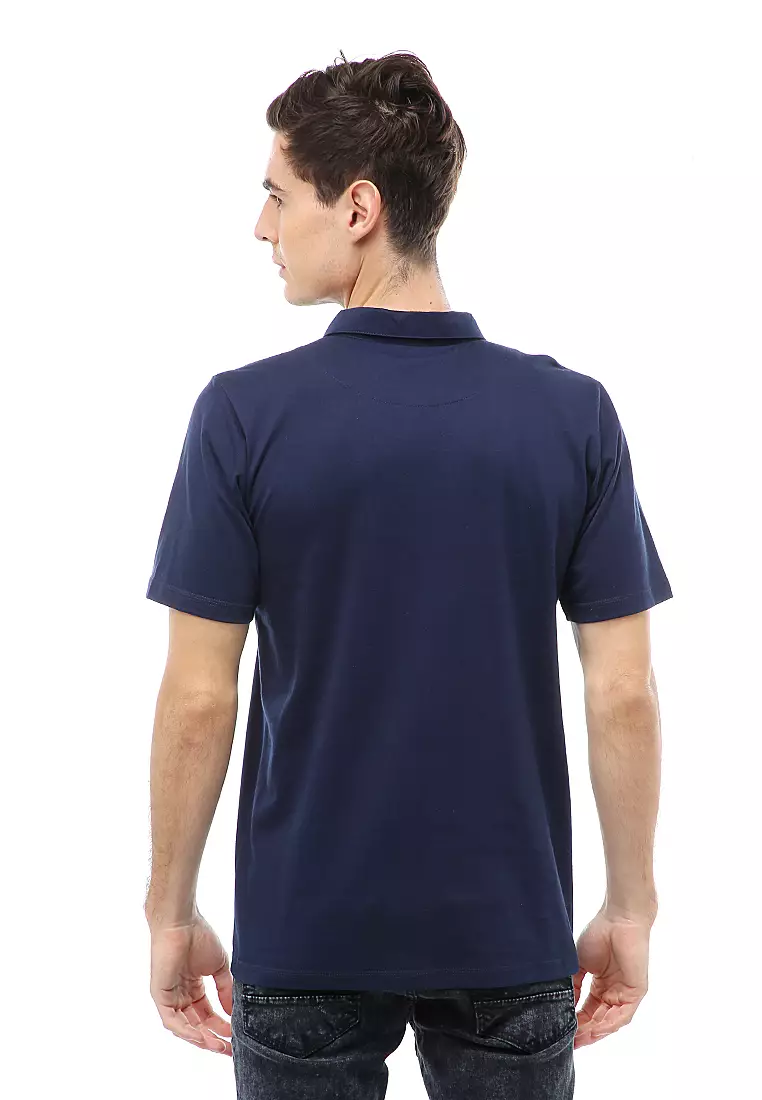 Jack Atasan Casual Pria T-Shirt Kaos Polo Resleting Short Sleeve Material Cotton ORIGINAL - Navy