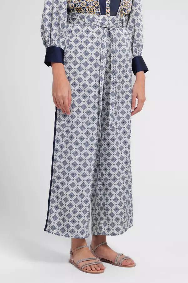 MINIMAL - Layanah - Kulot Lebar Motif Etnik - Navy