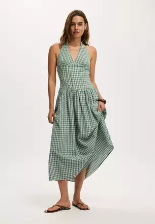 knee length dresses for ladies Boho Cotton Slit Summer Maxi Dress – Organic Cotton Godde