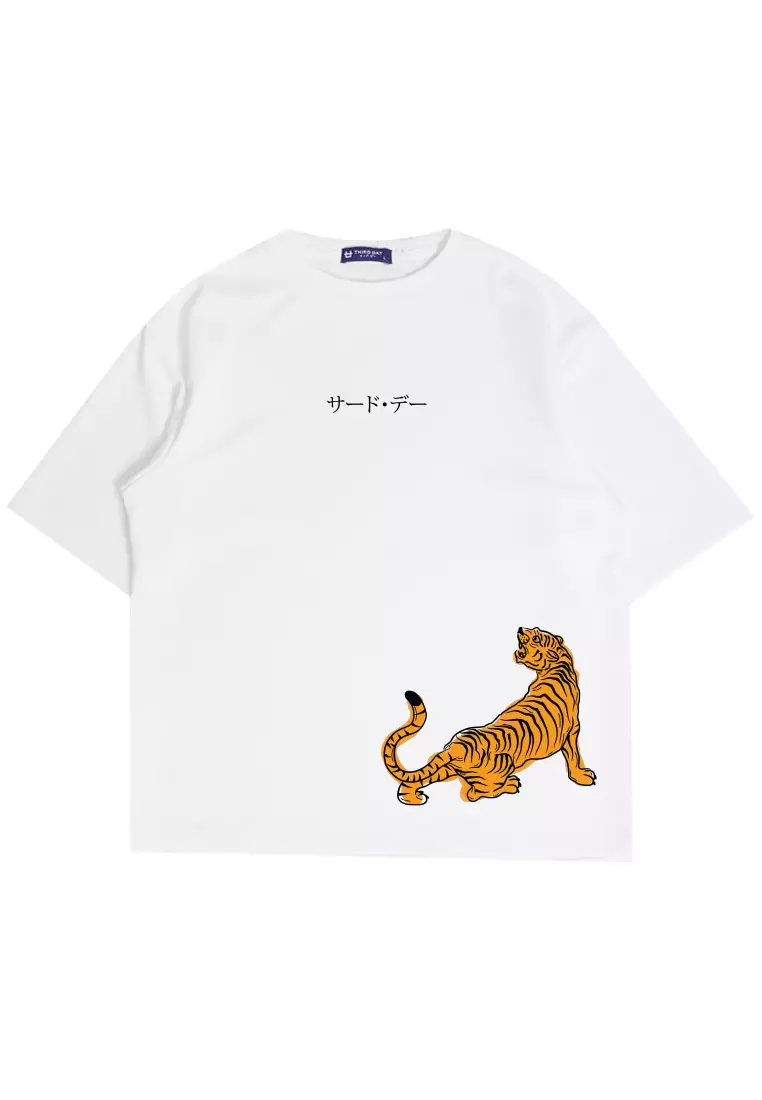 MTN64 kaos oversize tiger scuba macan harimau jepang putih