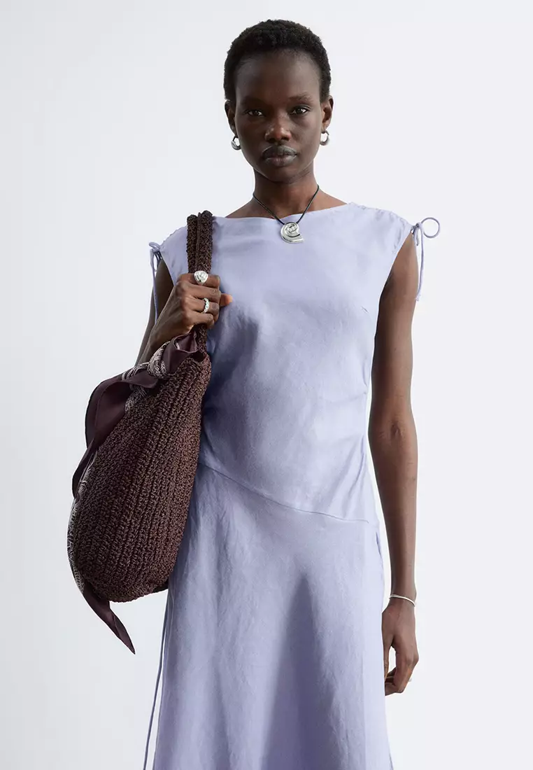 Flared Linen Midi Dress
