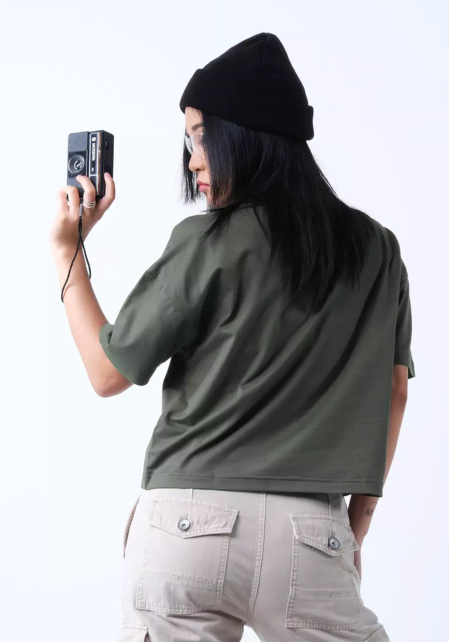 Kaos Wanita Boxy Tee Ruby  Olive