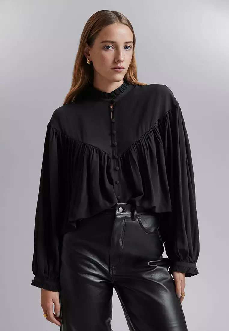 SOFT LAWN FRILL BLOUSE(S Black): LIMI feu｜THE SHOP YOHJI