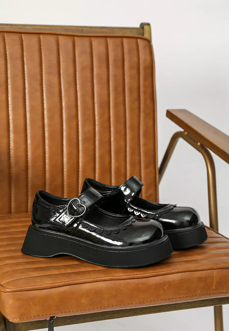 Lace Leather Mary Jane Shoes MZ20367