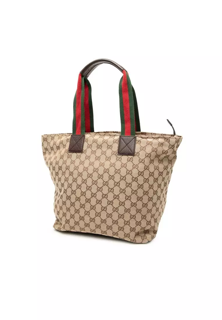 Pre-Loved Gucci Gg Canvas Web Tote