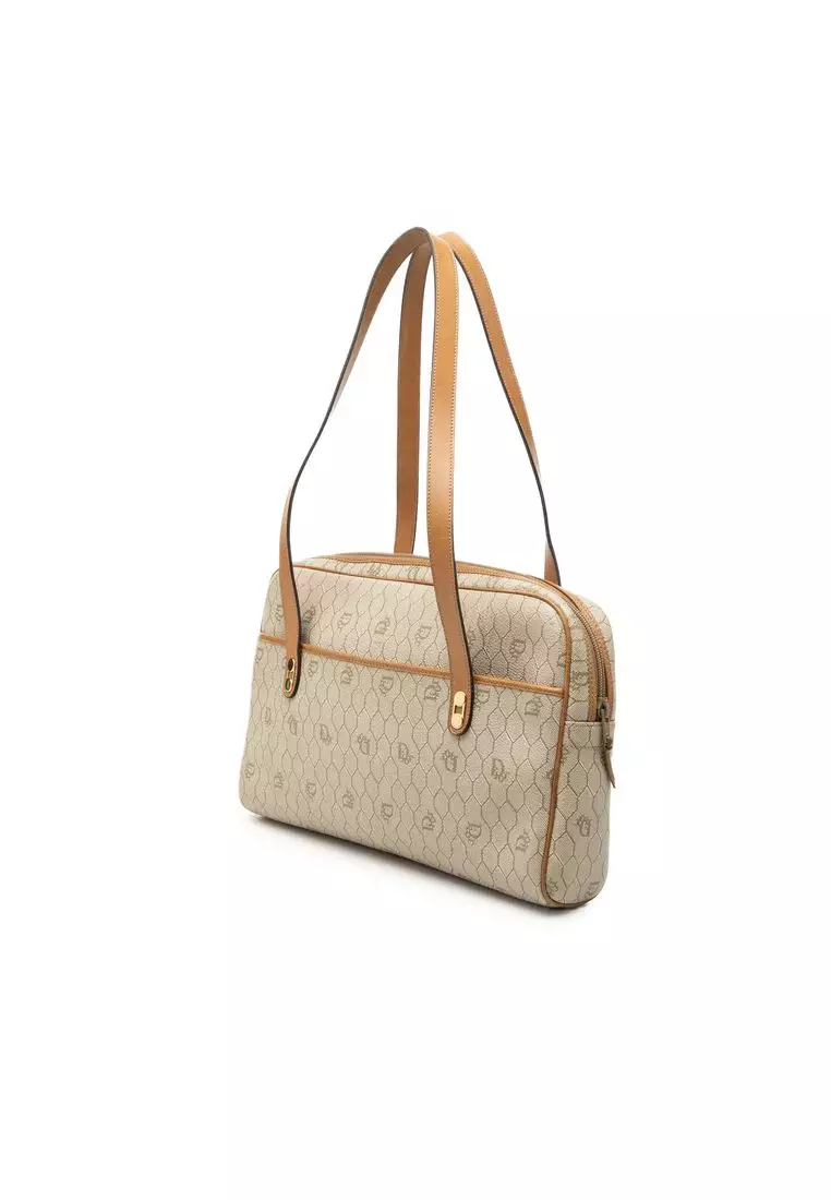 Pre-Loved Dior Honeycomb Coated Canvas Shoulder Bag