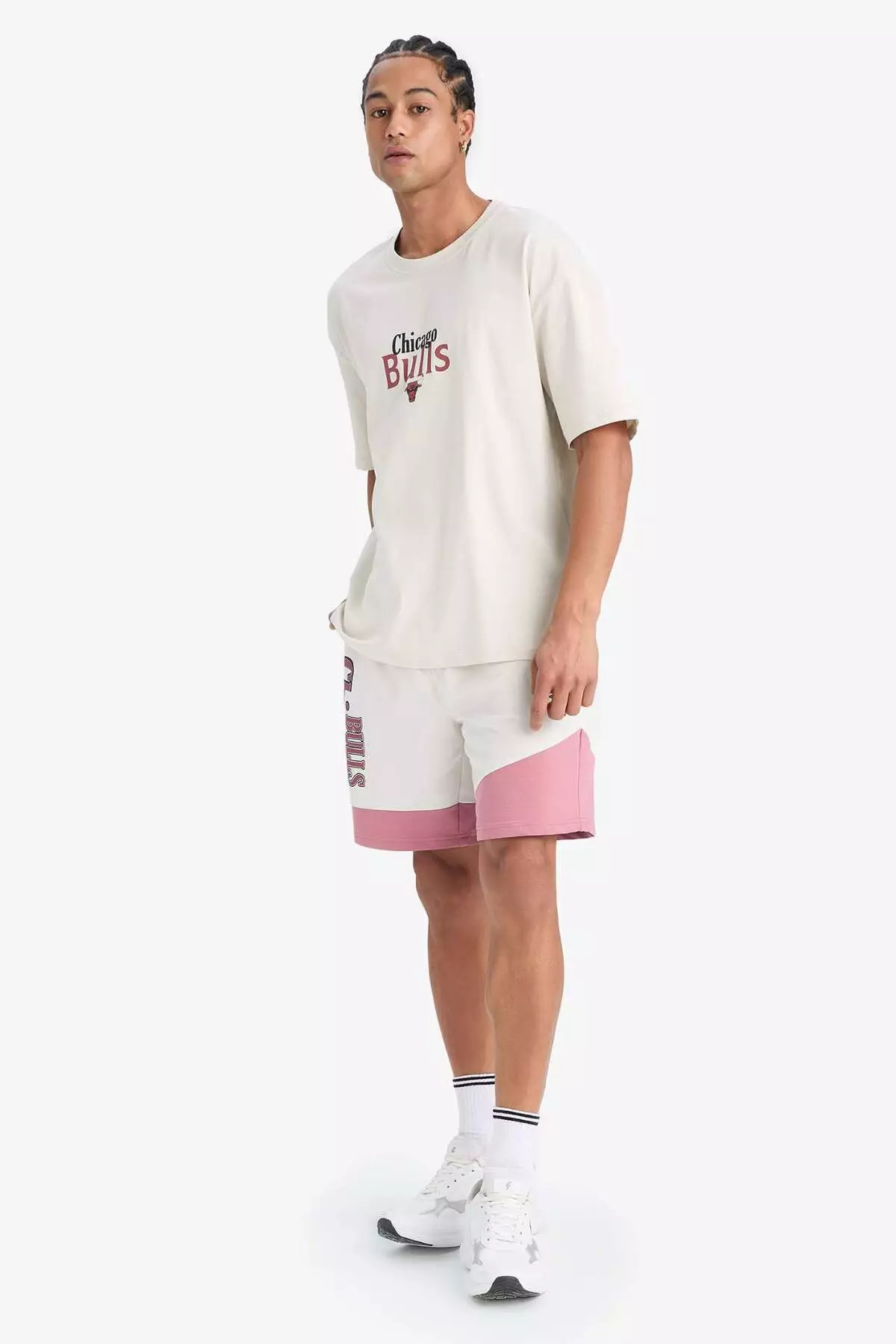 Defactofit Nba Chicago Bulls Oversize Wide Fit Crew Neck Back Printed Short Sleeve T-Shirt E2185