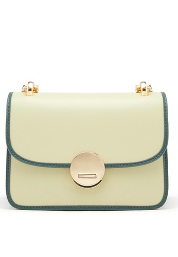 Shop Pazzion Metallic Chain Two Tone Push Lock Shoulder Bag Online