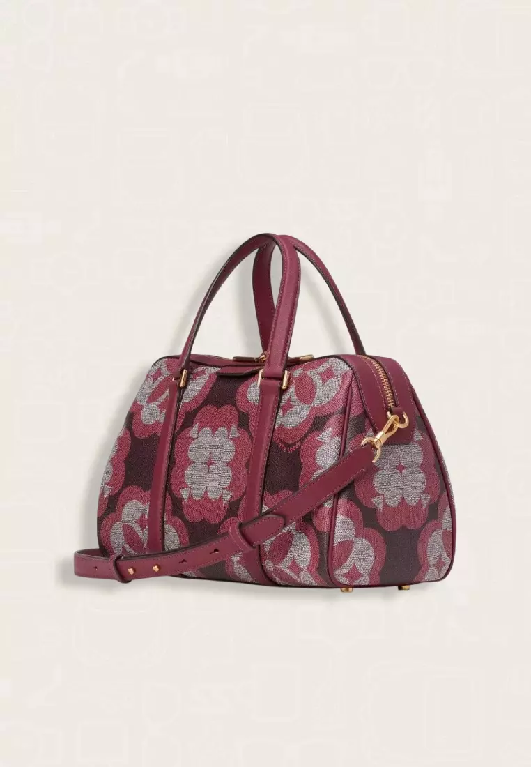 Kate Spade Flower Monogram Eleanor Medium Satchel Garnet Rose