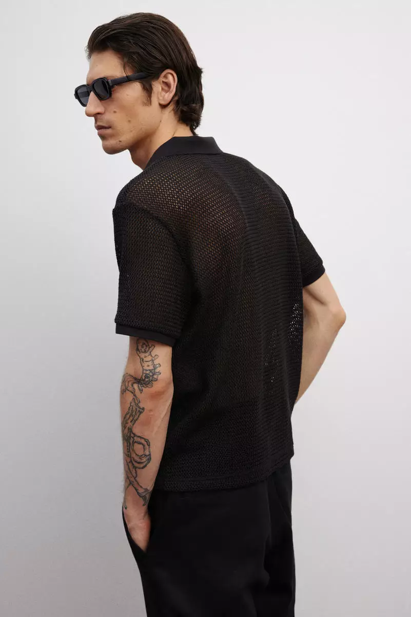 Regular Fit Hole-knit polo shirt