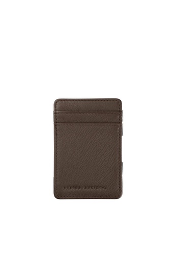 Status Anxiety Soft Calf Leather Flip Money Card Holder Wallet Chocolate - 