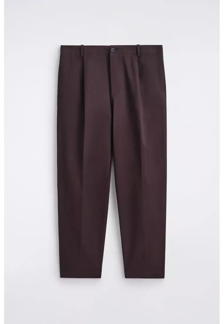 CROPPED COTTON RELAXED-FIT STRAIGHT-LEG TROUSERS