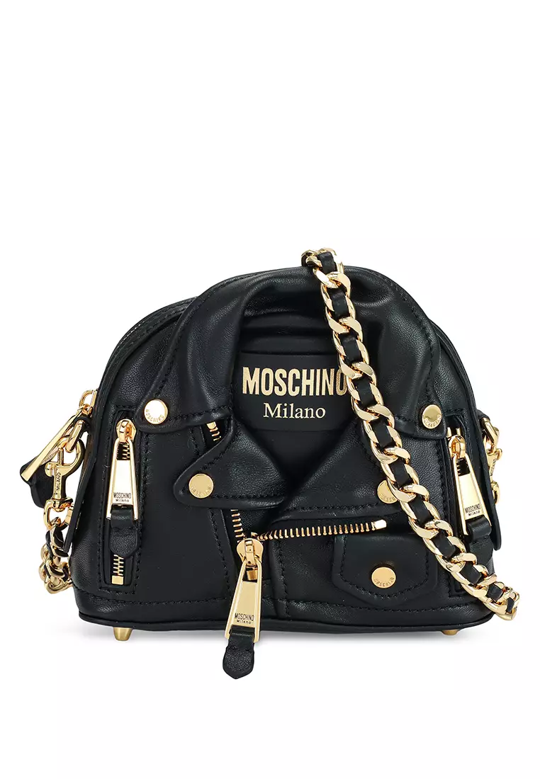 MOSCHINO Nappa Leather Mini Biker Bag ik ZALORA