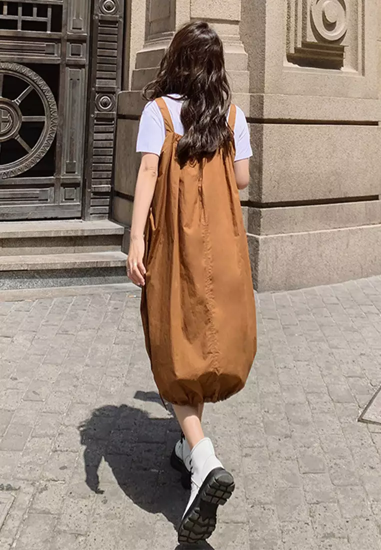 2025新款寬鬆中長款背帶裙連衣裙CA24041077BW