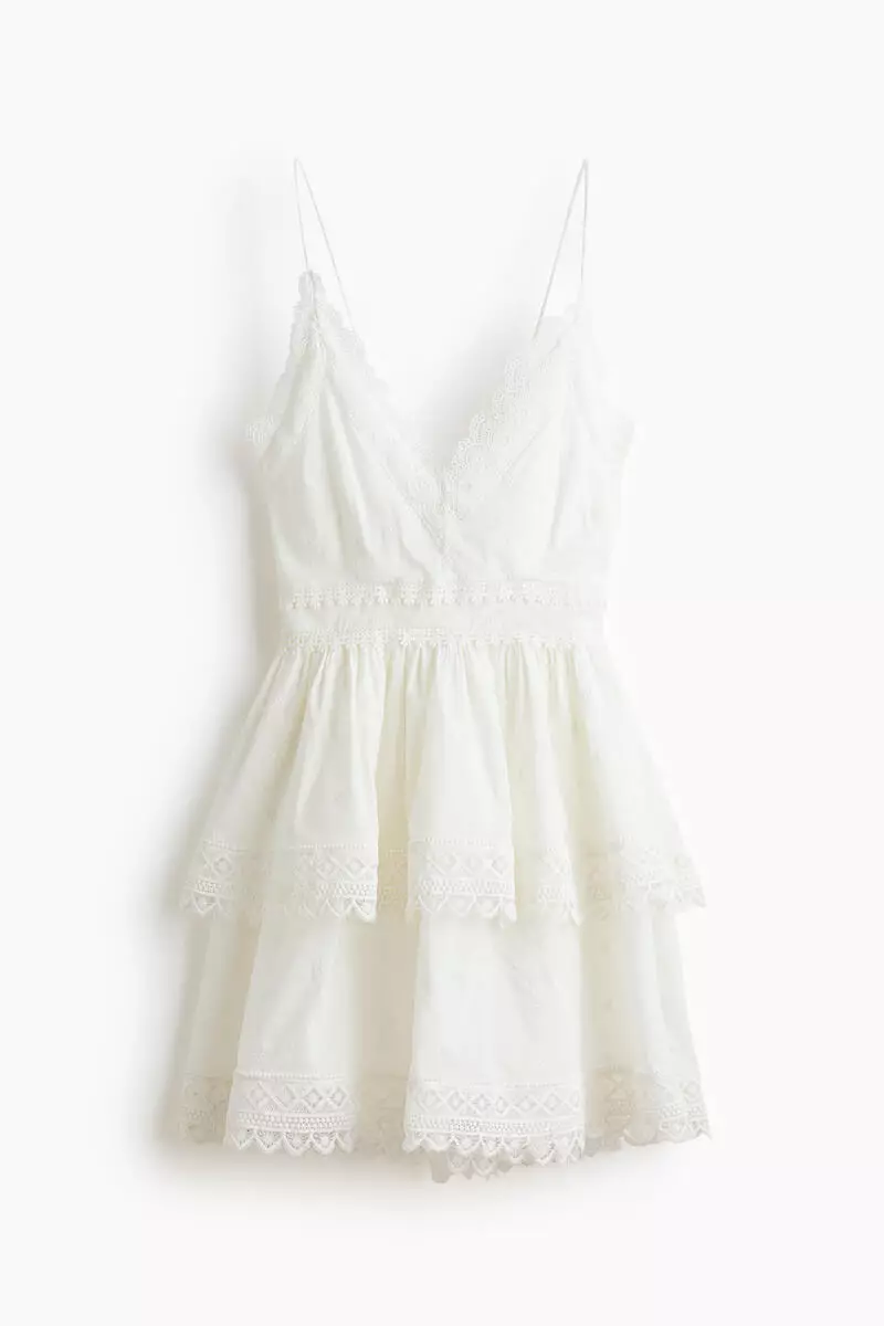 Lace-trimmed cotton dress