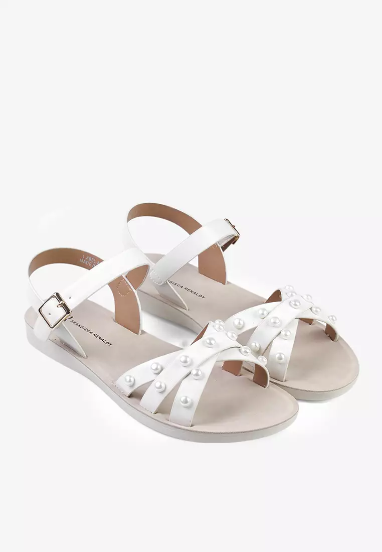 Sepatu Sandal Tali Wanita Anti Slip L.Abel White