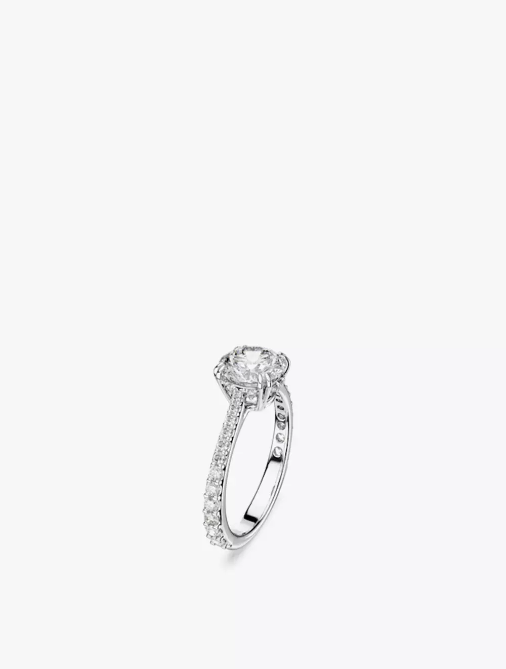 Stilla cocktail ring, Round cut, Pavé, White, Silver-tone finish - 55