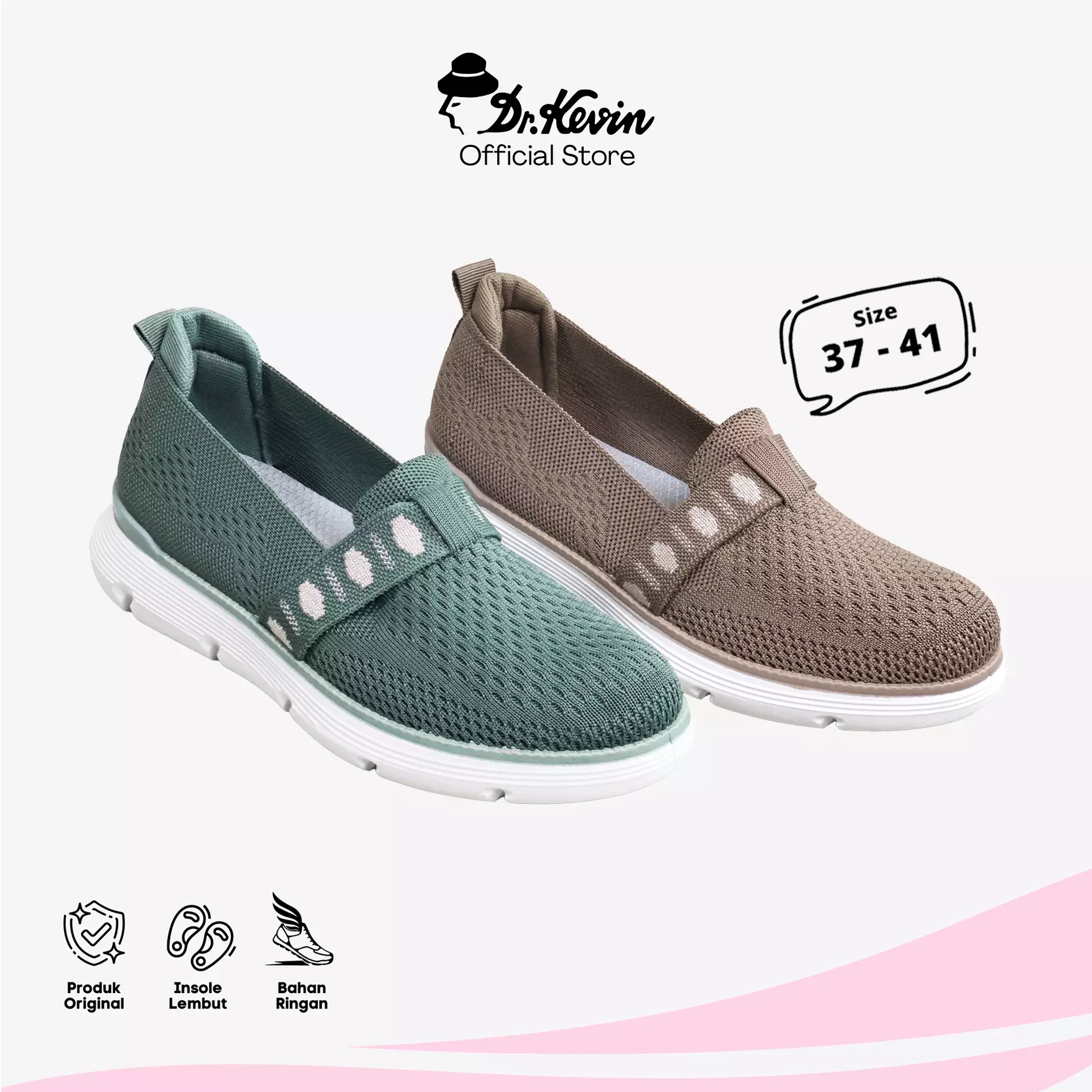 Dr. Kevin Sepatu Olahraga Sport Wanita Sneakers Rajut Slip On 559-016