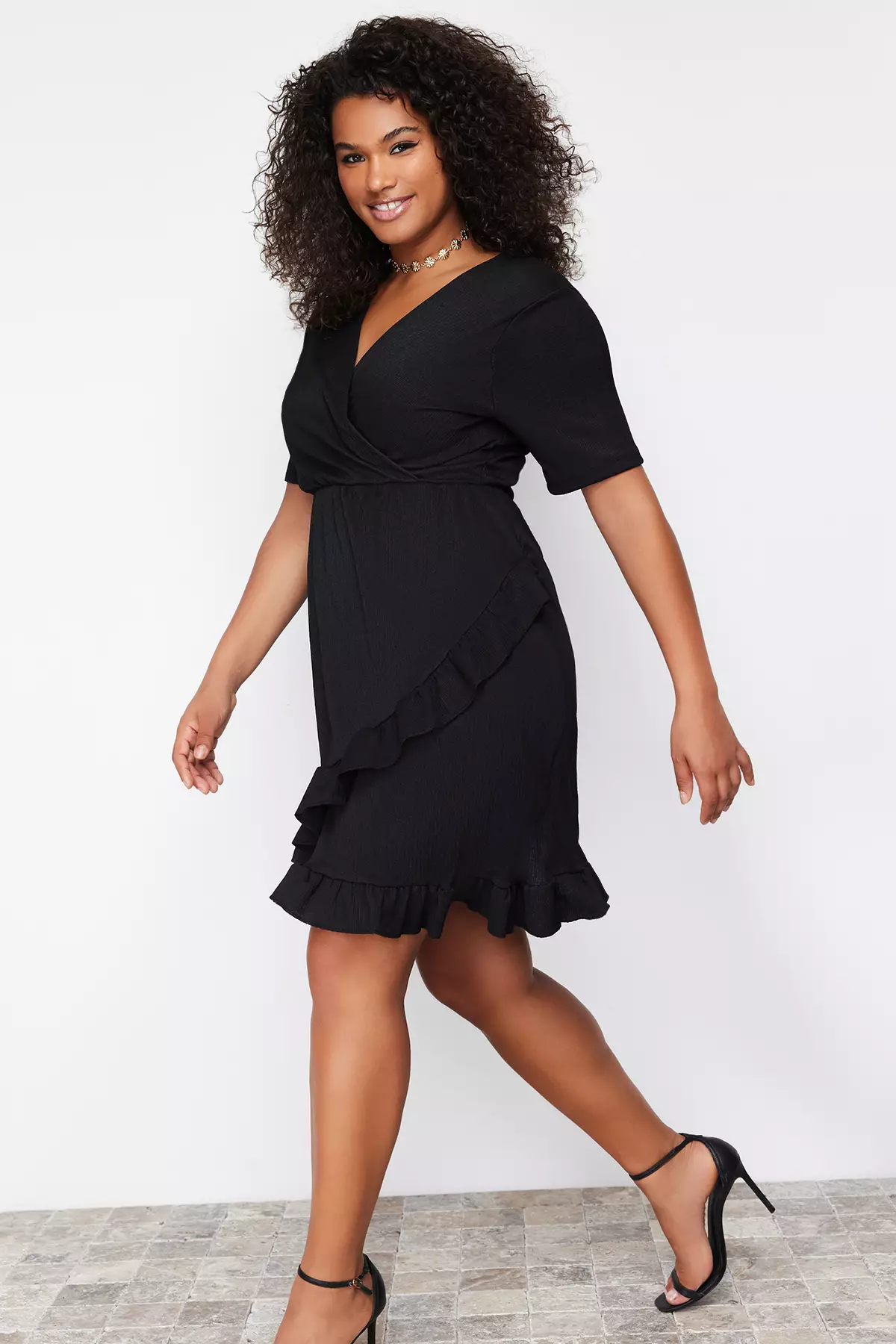 Plus Size Flounce Mini Dress