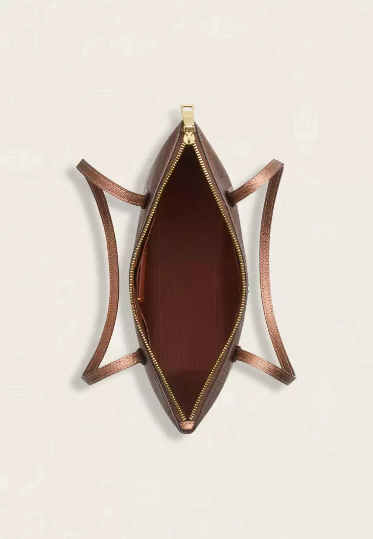 Coach Fiona Zip Tote Bag In Signature Canvas Brown Copper