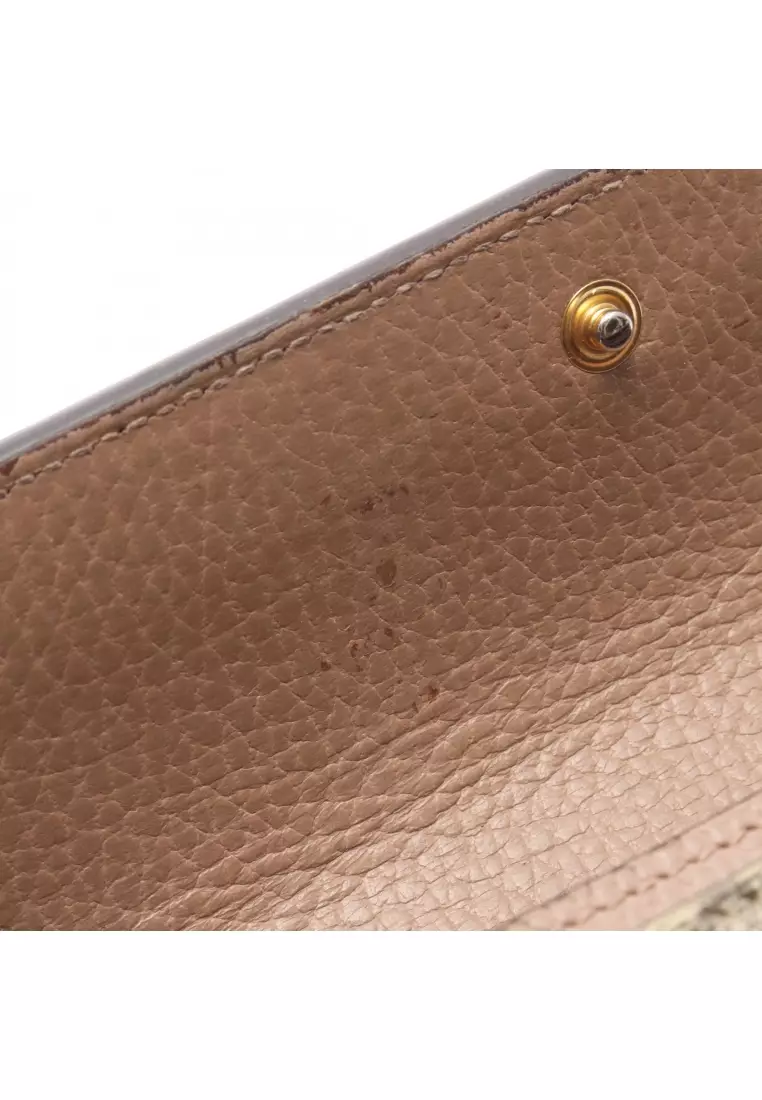 Pre-Loved Gucci petite marmont continental wallet Bi-fold Long Wallet PVC leather pink beige beige Dark brown