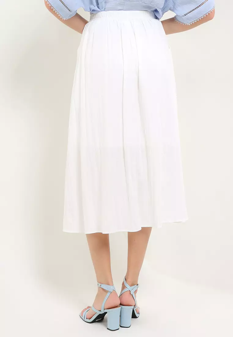 Midi Polyster Skirt W/ Pocket
