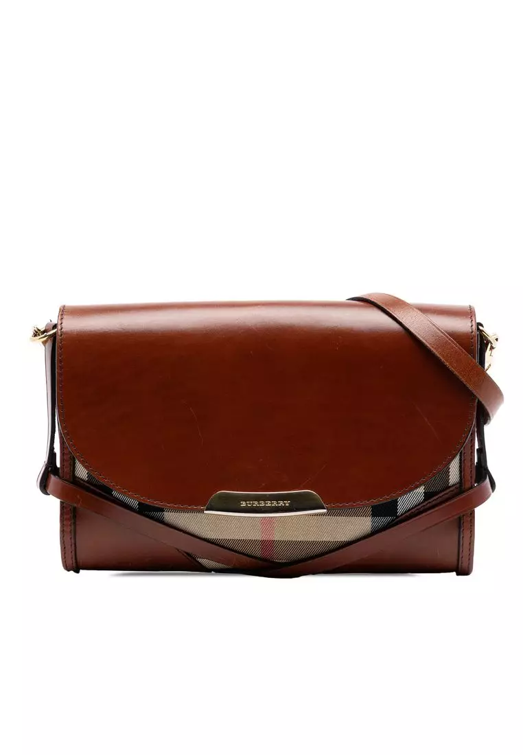 Buy Burberry Pre-Loved Burberry Leather And House Check Canvas