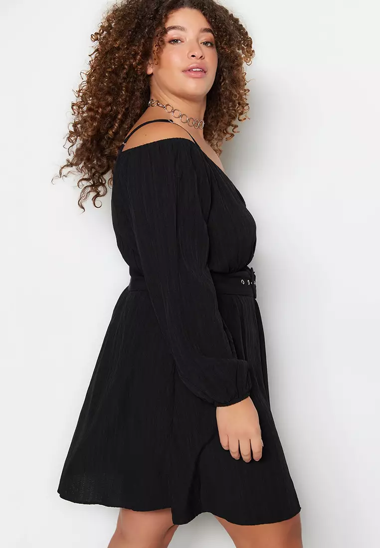 Plus Size Crossover Front Dress
