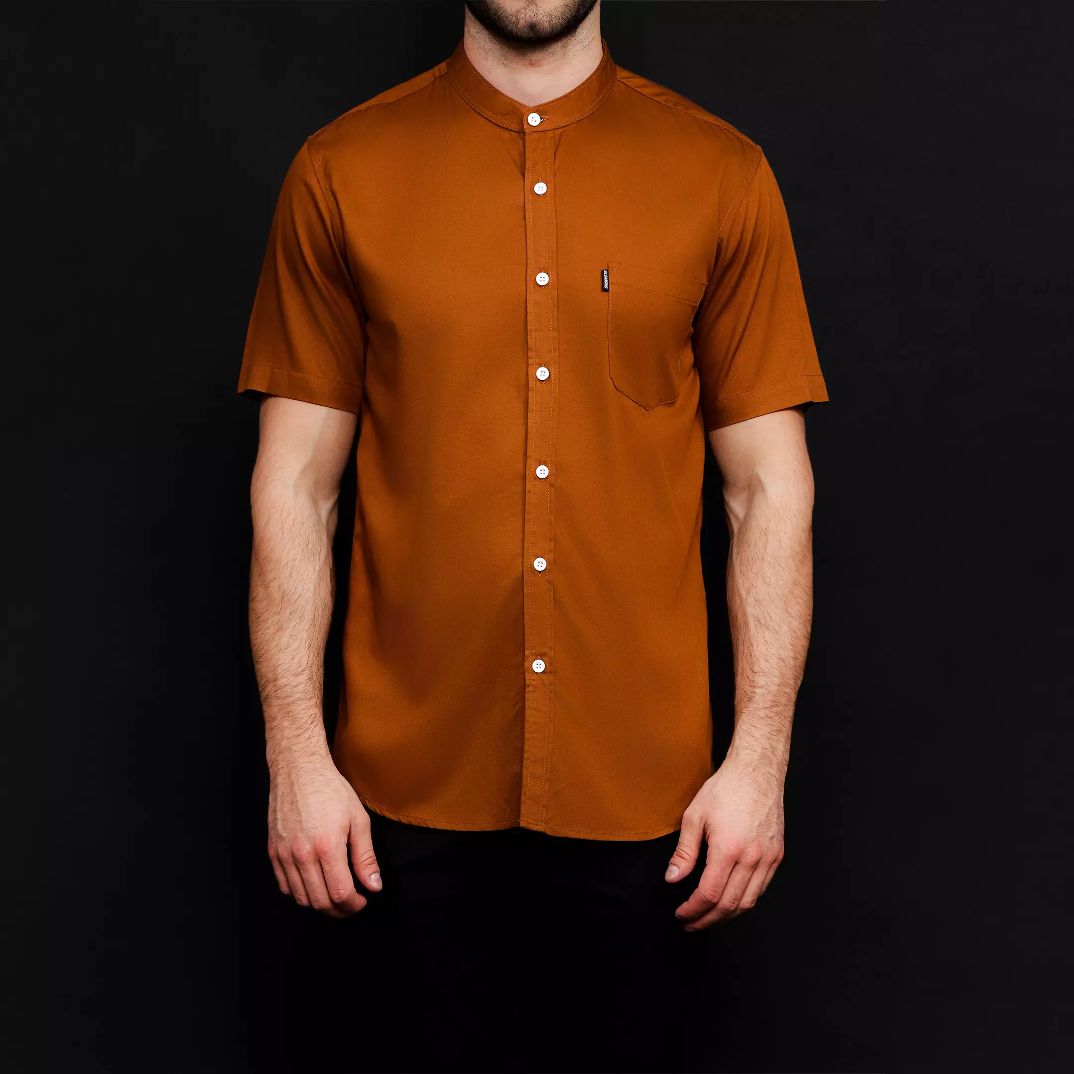 Rayon Shanghai Kemeja Pendek Polos Caramel