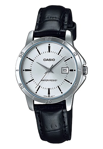 Casio black Casio - Jam Tangan Wanita - Silver - Black Leather Strap - LTP-V004L-7AUDF E4F68AC16E3AD4GS_1