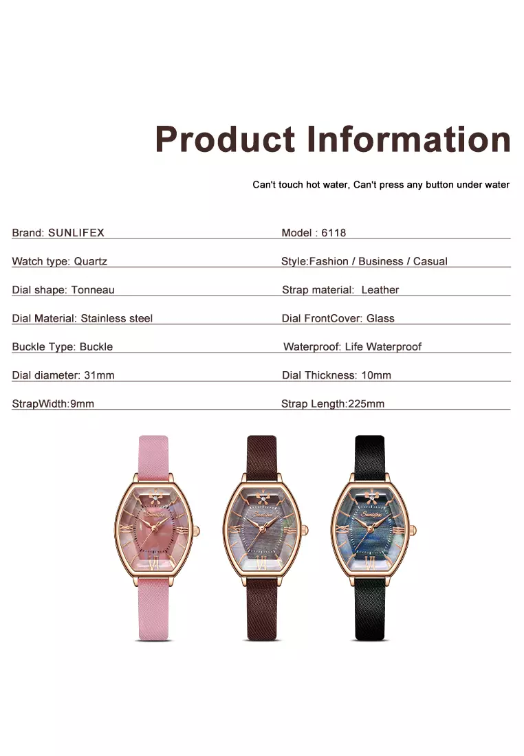 Jam Tangan Wanita Original Kasual Tali Kulit Elegan Style Jam Tangan Cewek SL6118 pink