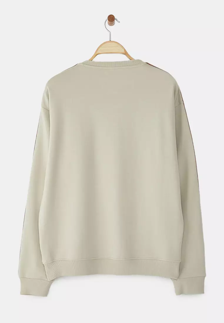 Tas More Sustainable Oversize/Wide Cut V Neck Text Printed Non-raised Sweatshirt TMNAW25SW00208