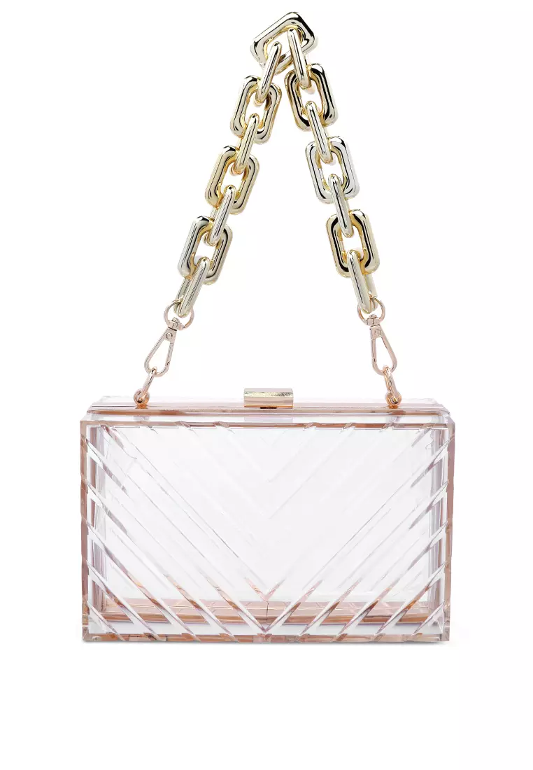 Buy London Rag Transparent Chevron Pattern Clear Clutch Bags Online ...