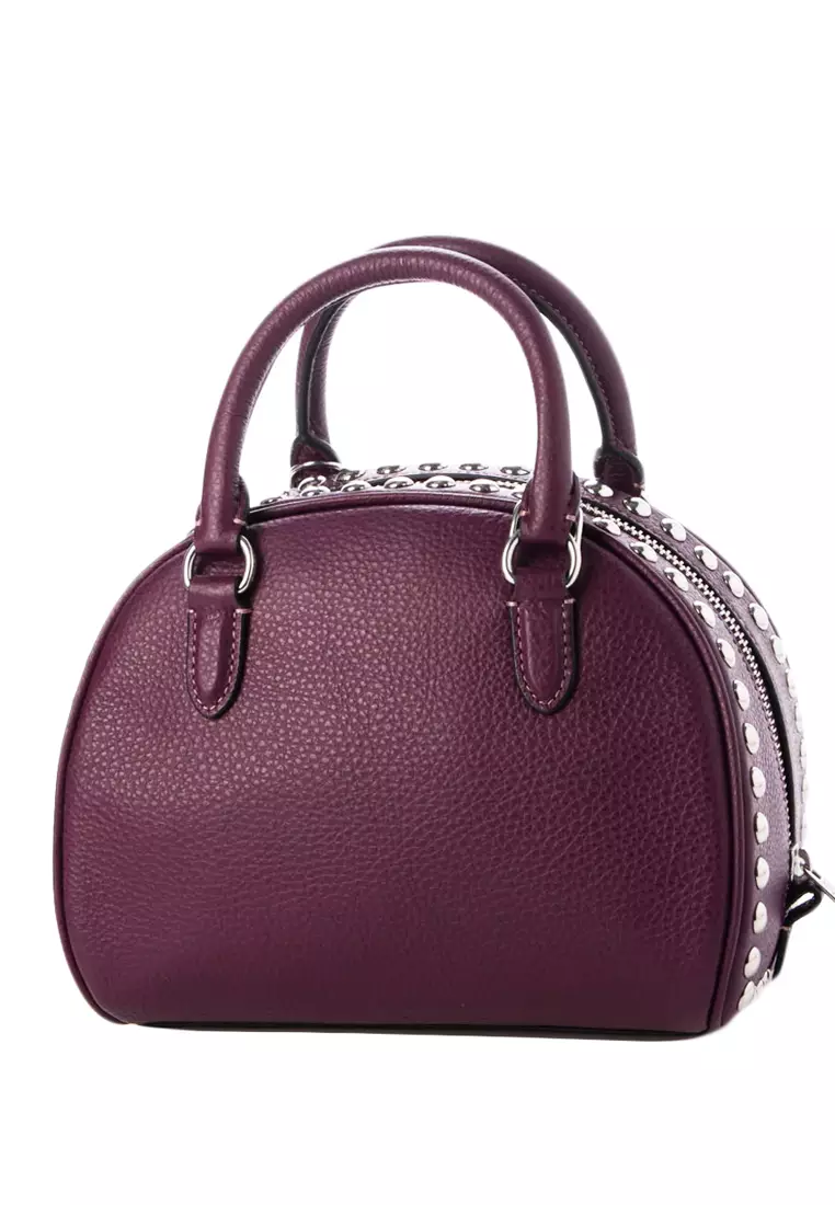 Sydney Satchel With Rivets - Deep Berry