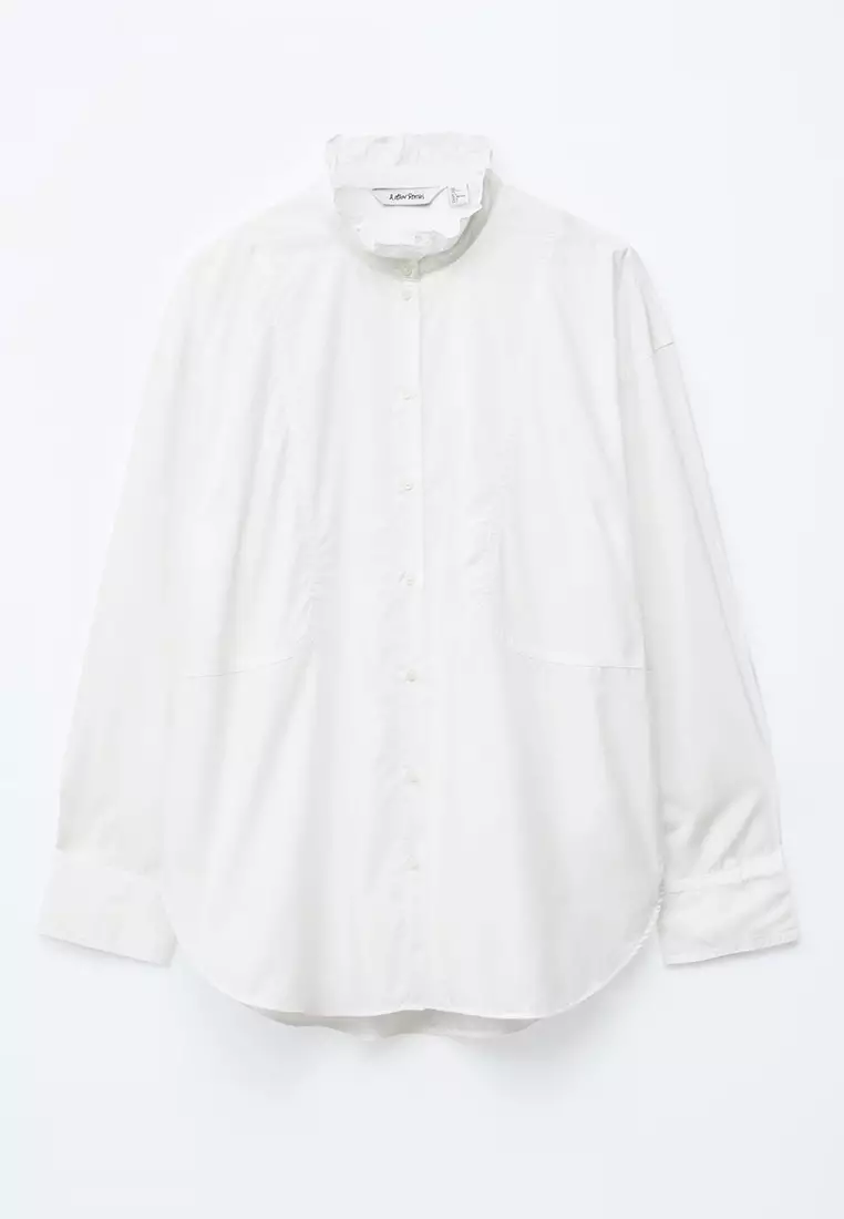 Long Stand-Collar Cotton Shirt