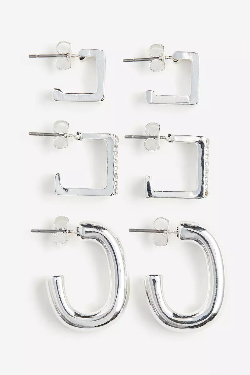3 pairs hoop earrings