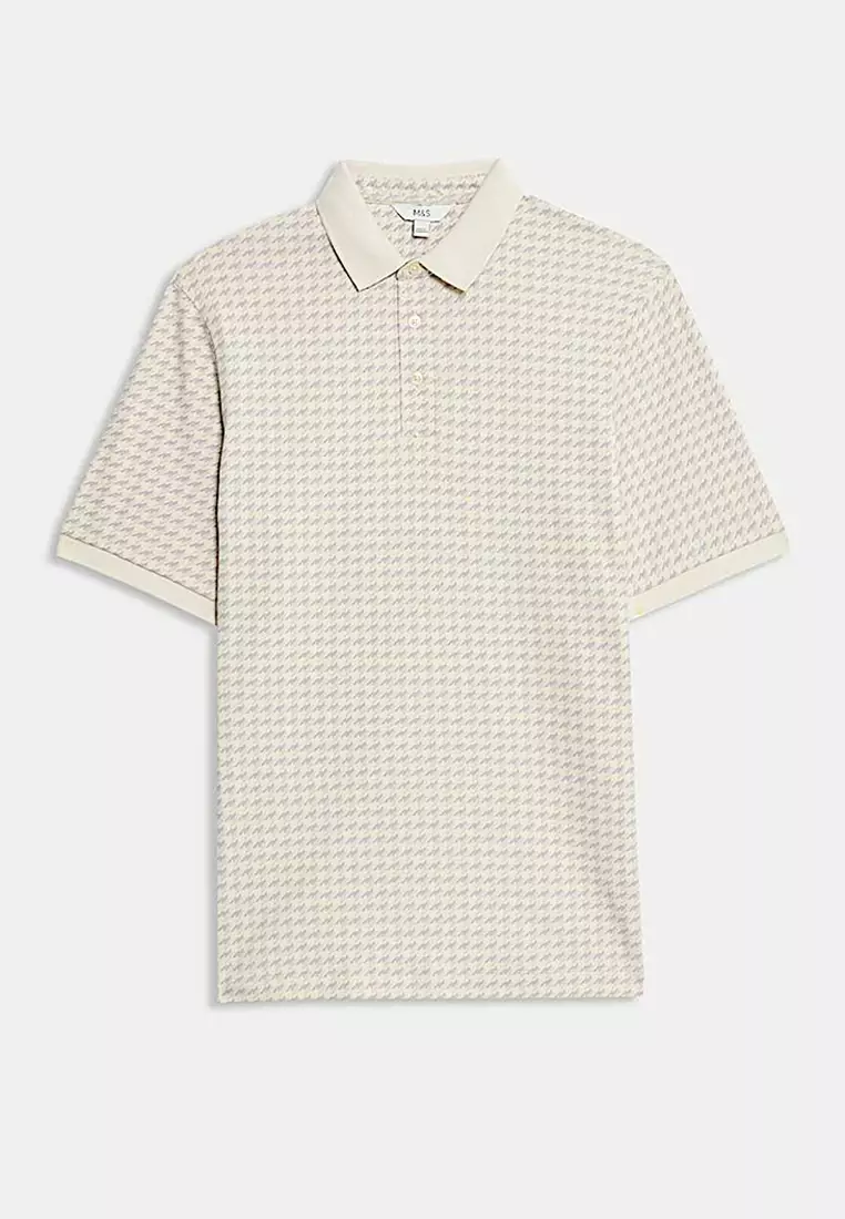 Pure Cotton Houndstooth Polo Shirt