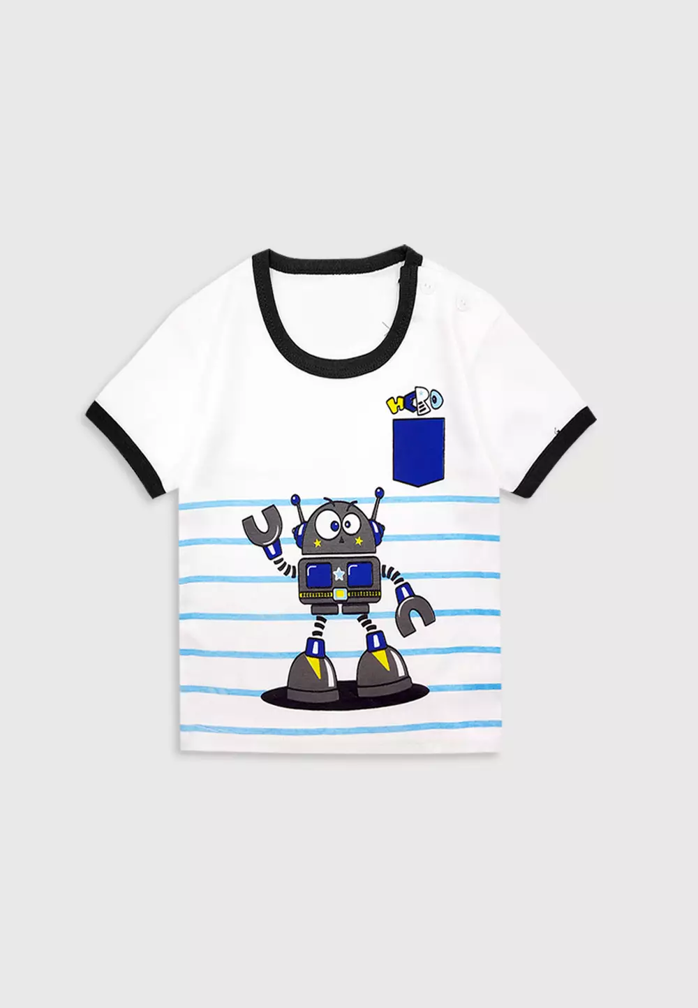 Wakakids Baju Bayi Anak Laki Laki Motif Robot Setelan Kaos Usia 6 Bulan Hingga 12 Bulan 4078 Hitam